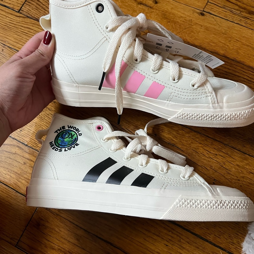 Adidas Nizza Sneakers with Pink and Black Accents